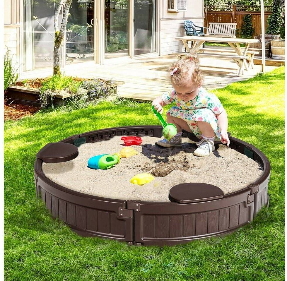 Costway Sandbox mit wasserdichter Abdeckung rund Ø120cm Sandspielzeuge